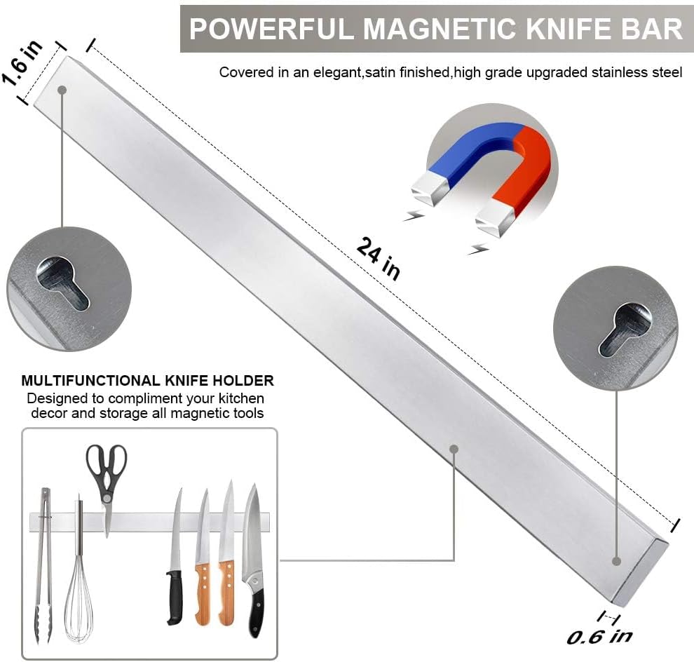 12 Inch Magnetic Knife Holder for Wall, Stainless Steel Knife Strip