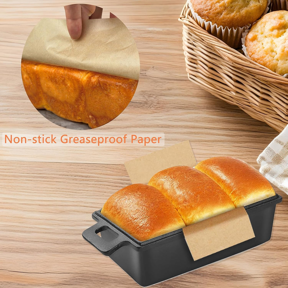 100 Pcs 9x5 in Loaf Pan Liners for Baking Bread Pan Parchment Paper