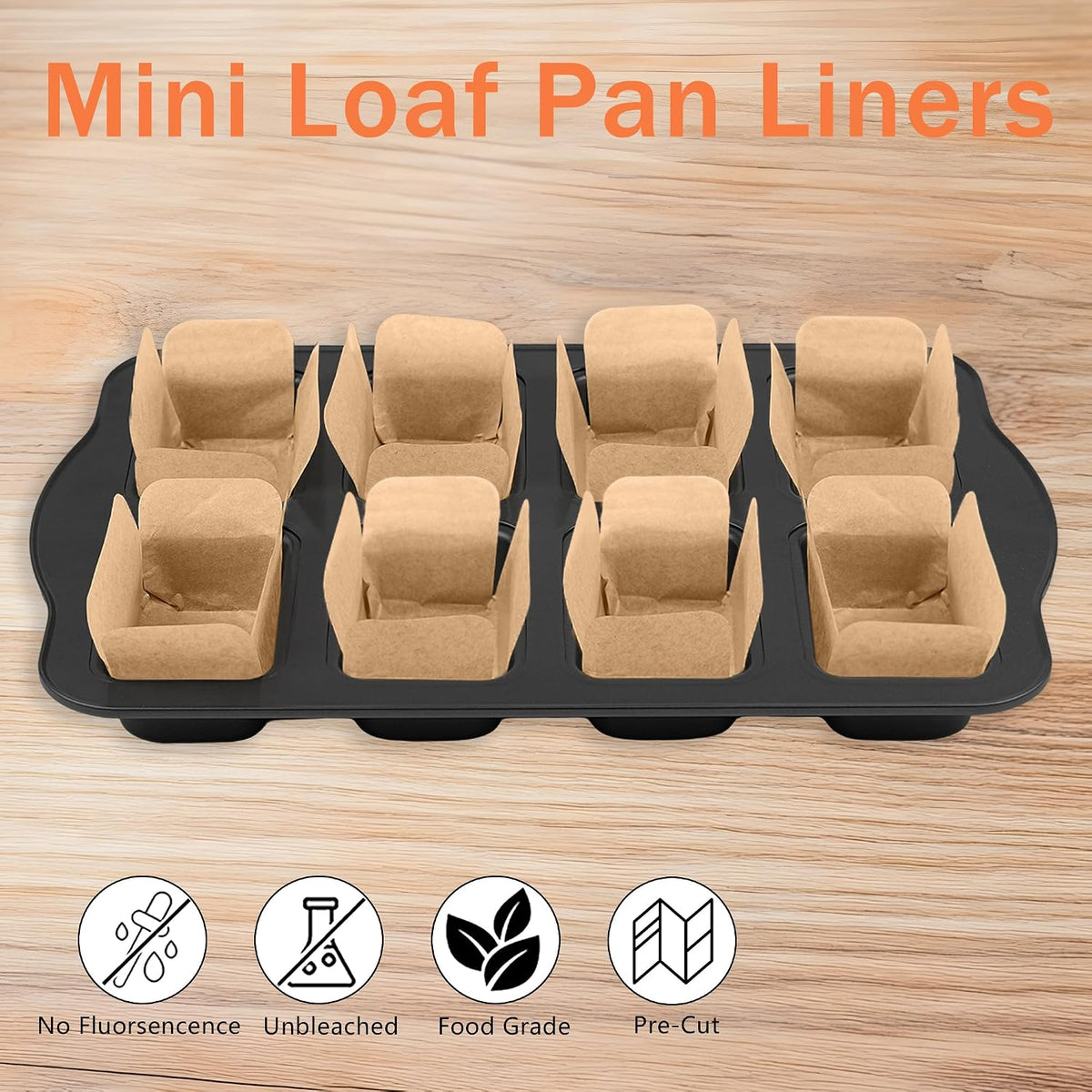 100 Pcs 9x5 in Loaf Pan Liners for Baking Bread Pan Parchment Paper