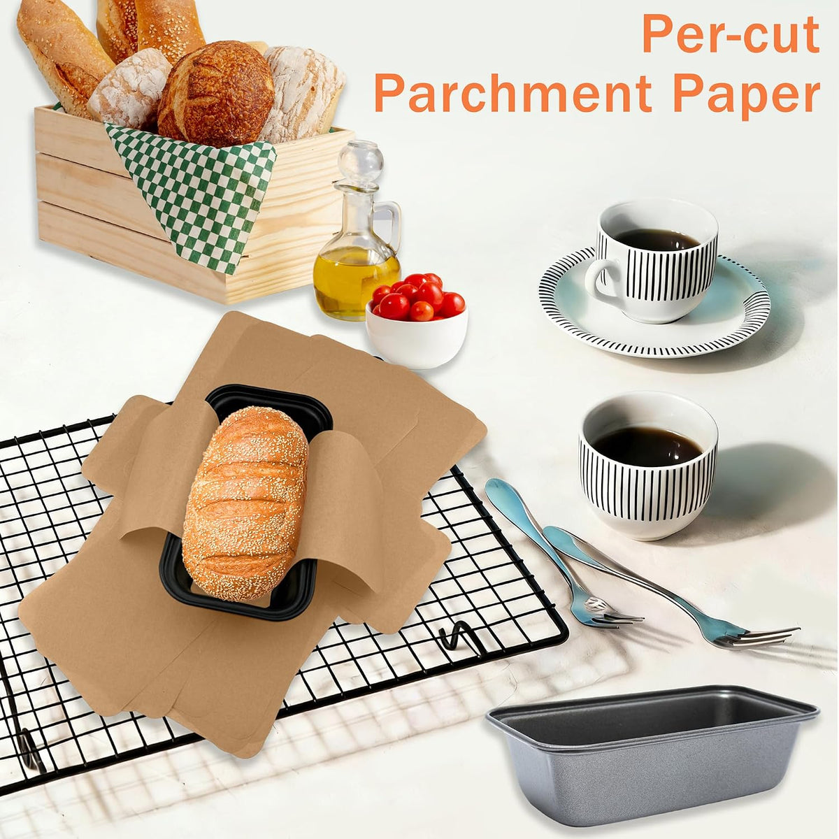 100 Pcs 9x5 in Loaf Pan Liners for Baking Bread Pan Parchment Paper