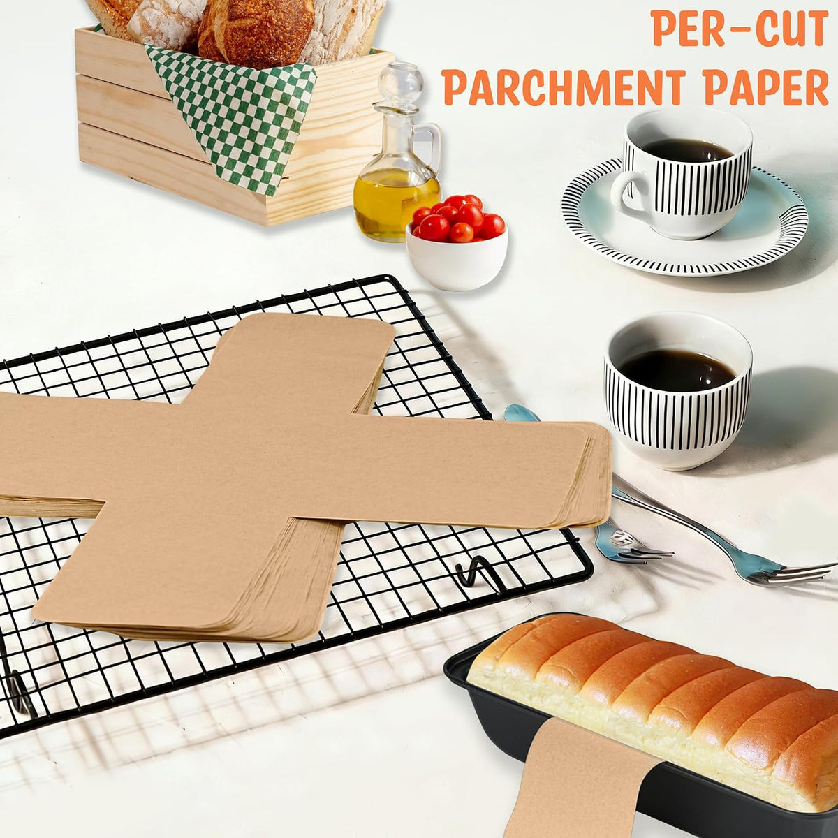 100 Pcs 9x5 in Loaf Pan Liners for Baking Bread Pan Parchment Paper