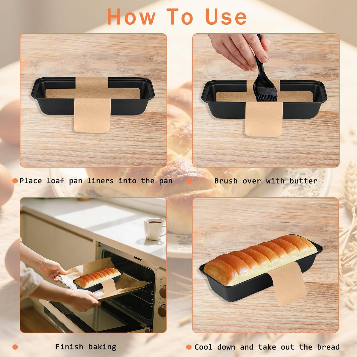 100 Pcs 9x5 in Loaf Pan Liners for Baking Bread Pan Parchment Paper