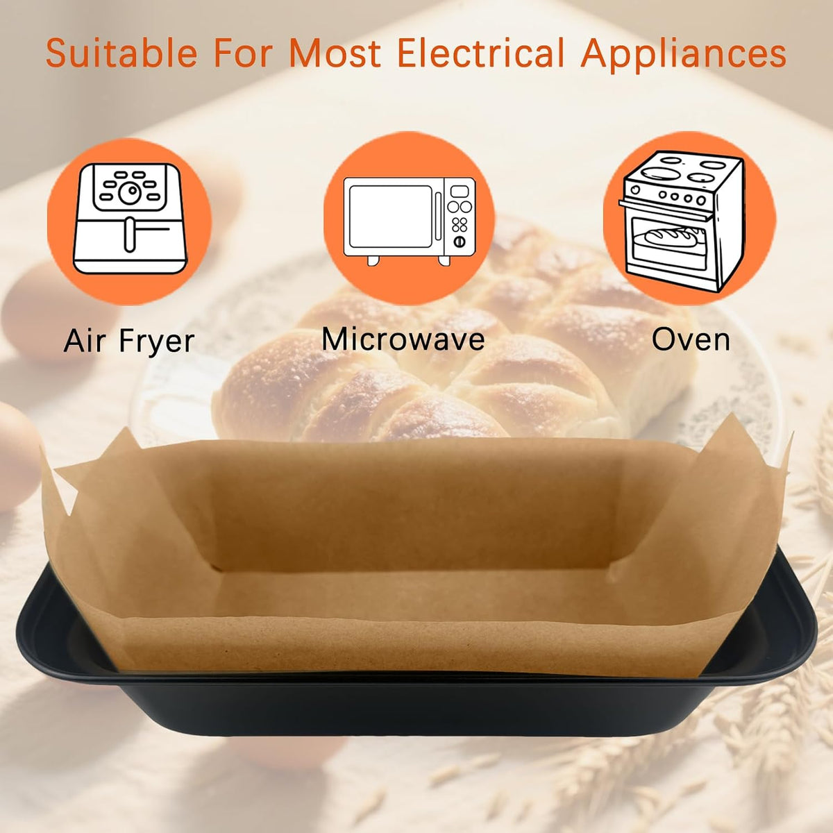 100 Pcs 9x5 in Loaf Pan Liners for Baking Bread Pan Parchment Paper