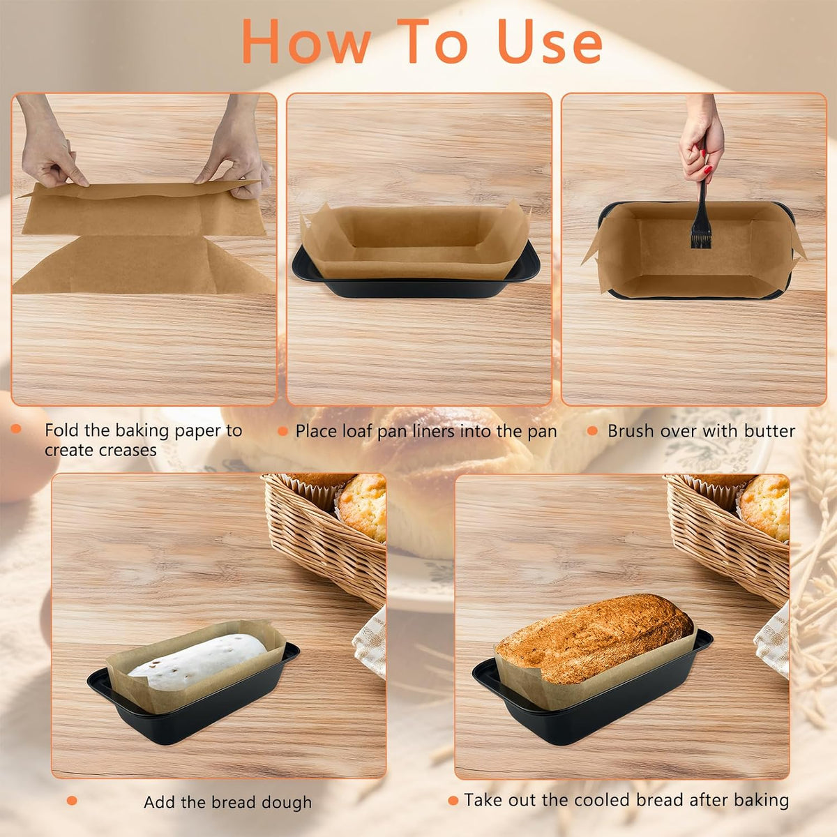 100 Pcs 9x5 in Loaf Pan Liners for Baking Bread Pan Parchment Paper