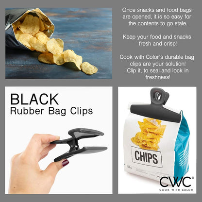 Food Clips - Wide Heavy Duty Chip Clips, Large Bag Clips for Food Storage with Air Tight Seal Grip, Pack of 4, Teal