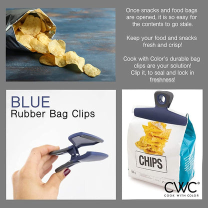 Food Clips - Wide Heavy Duty Chip Clips, Large Bag Clips for Food Storage with Air Tight Seal Grip, Pack of 4, Teal