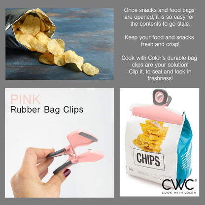 Food Clips - Wide Heavy Duty Chip Clips, Large Bag Clips for Food Storage with Air Tight Seal Grip, Pack of 4, Teal