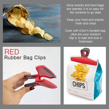 Food Clips - Wide Heavy Duty Chip Clips, Large Bag Clips for Food Storage with Air Tight Seal Grip, Pack of 4, Teal