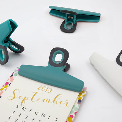 Food Clips - Wide Heavy Duty Chip Clips, Large Bag Clips for Food Storage with Air Tight Seal Grip, Pack of 4, Teal