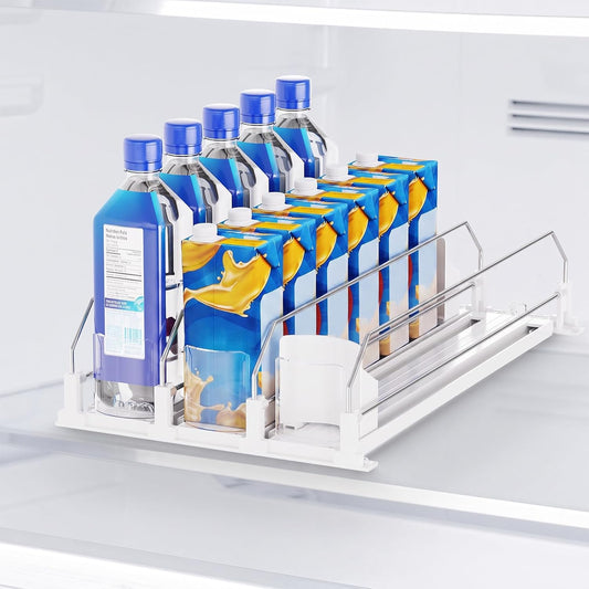 Drink Organizer,Soda Drink Dispenser For Fridge,Fridge Can Drink Organizer,12oz 16oz 20oz-Soda Automatic Dispenser For Fridge And Adjustable Width-Holds Up To 30 Cans,6 Rows