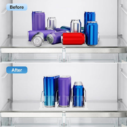 Drink Organizer,Soda Drink Dispenser For Fridge,Fridge Can Drink Organizer,12oz 16oz 20oz-Soda Automatic Dispenser For Fridge And Adjustable Width-Holds Up To 30 Cans,6 Rows