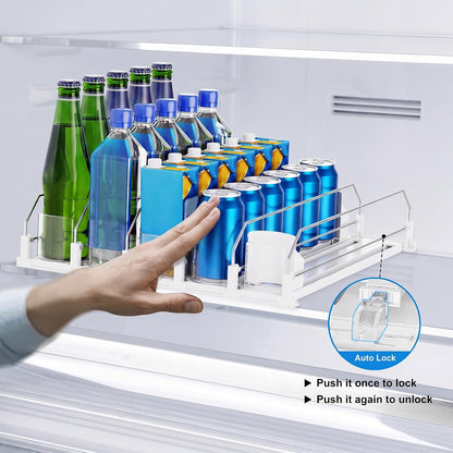 Drink Organizer,Soda Drink Dispenser For Fridge,Fridge Can Drink Organizer,12oz 16oz 20oz-Soda Automatic Dispenser For Fridge And Adjustable Width-Holds Up To 30 Cans,6 Rows