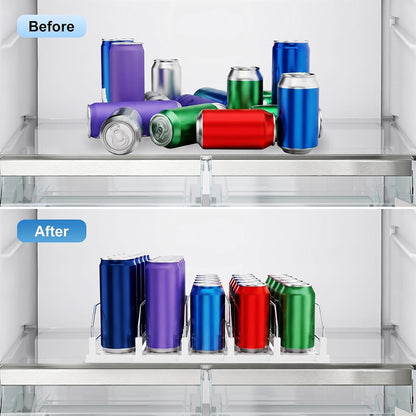 Drink Organizer,Soda Drink Dispenser For Fridge,Fridge Can Drink Organizer,12oz 16oz 20oz-Soda Automatic Dispenser For Fridge And Adjustable Width-Holds Up To 30 Cans,6 Rows