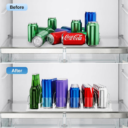 Drink Organizer,Soda Drink Dispenser For Fridge,Fridge Can Drink Organizer,12oz 16oz 20oz-Soda Automatic Dispenser For Fridge And Adjustable Width-Holds Up To 30 Cans,6 Rows