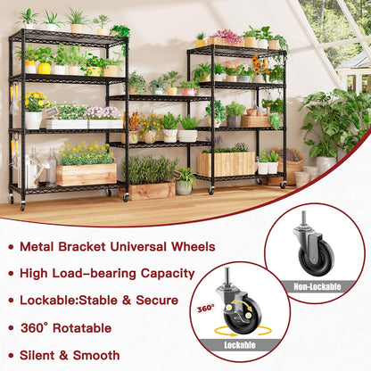 36"W x 16"D x 79"H Wire Shelving with Wheels, 5-tier Metal Shelf