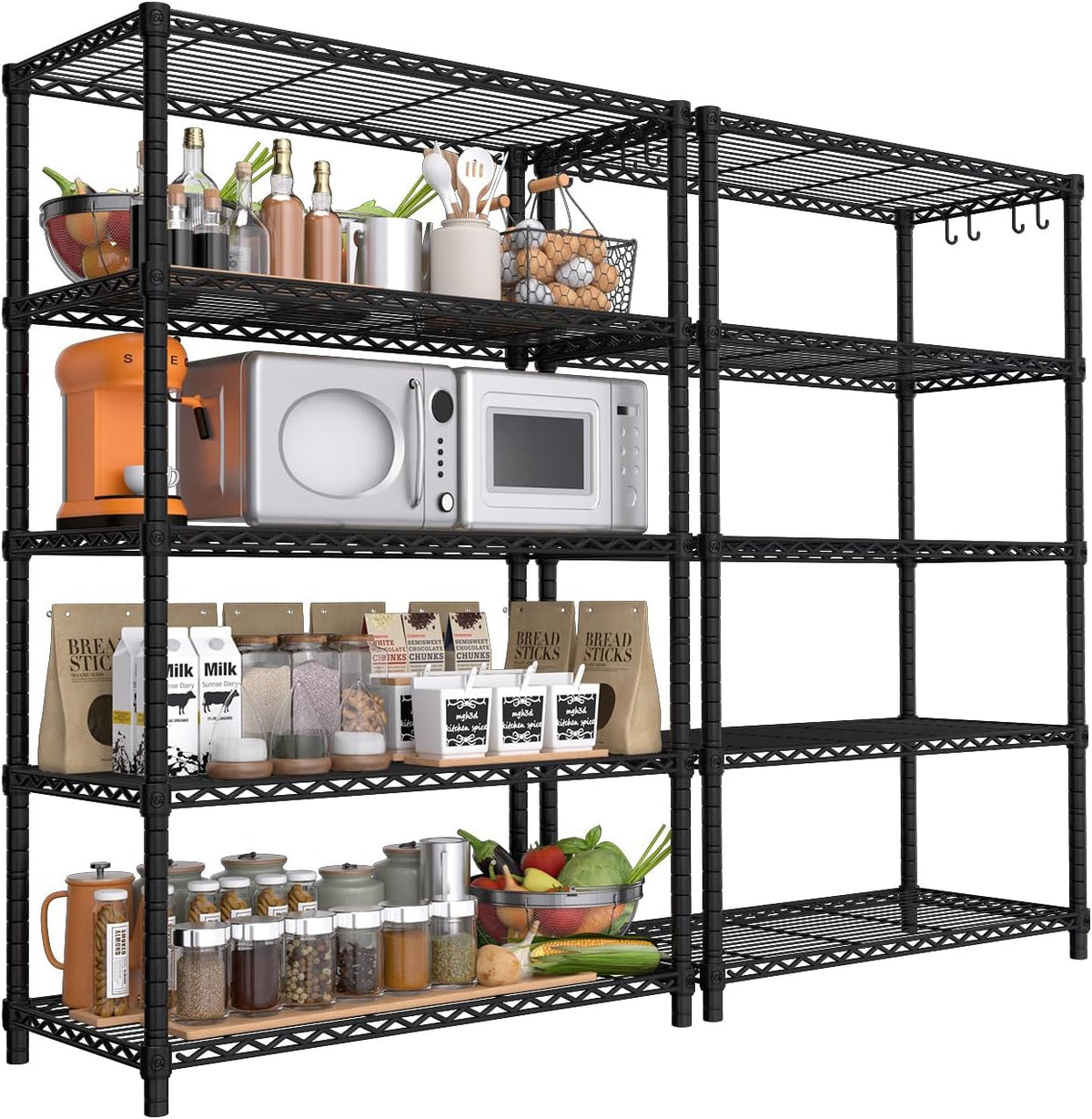 36"W x 16"D x 79"H Wire Shelving with Wheels, 5-tier Metal Shelf