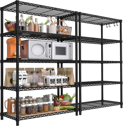 36"W x 16"D x 79"H Wire Shelving with Wheels, 5-tier Metal Shelf