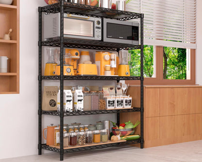 36"W x 16"D x 79"H Wire Shelving with Wheels, 5-tier Metal Shelf