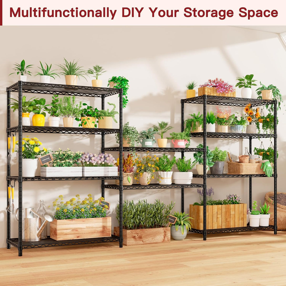 36"W x 16"D x 79"H Wire Shelving with Wheels, 5-tier Metal Shelf