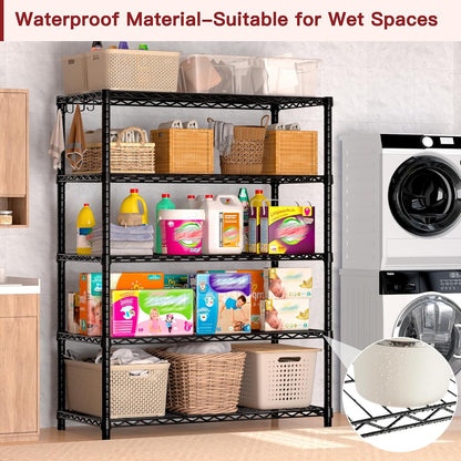 36"W x 16"D x 79"H Wire Shelving with Wheels, 5-tier Metal Shelf