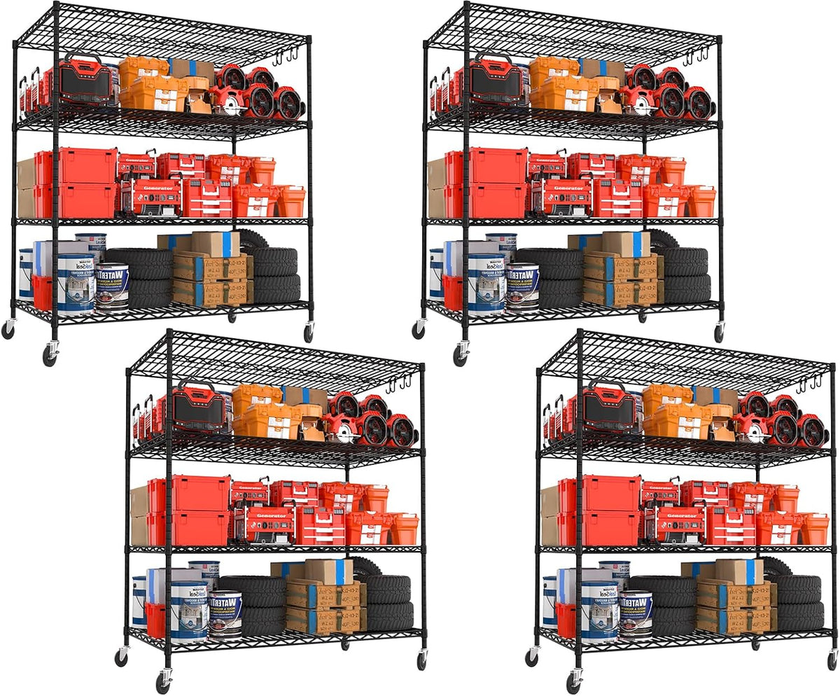 36"W x 16"D x 79"H Wire Shelving with Wheels, 5-tier Metal Shelf