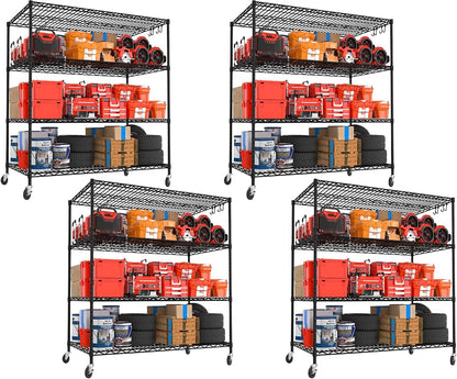 36"W x 16"D x 79"H Wire Shelving with Wheels, 5-tier Metal Shelf