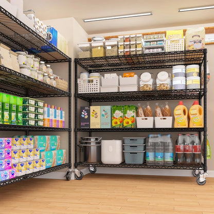 36"W x 16"D x 79"H Wire Shelving with Wheels, 5-tier Metal Shelf