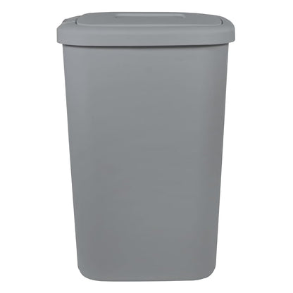 13.3 Gallon Plastic Kitchen Trash Can, Slim Touch Top Push Button Lid Gray