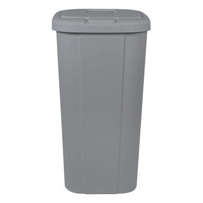 13.3 Gallon Plastic Kitchen Trash Can, Slim Touch Top Push Button Lid Gray