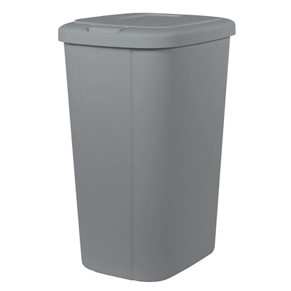 13.3 Gallon Plastic Kitchen Trash Can, Slim Touch Top Push Button Lid Gray