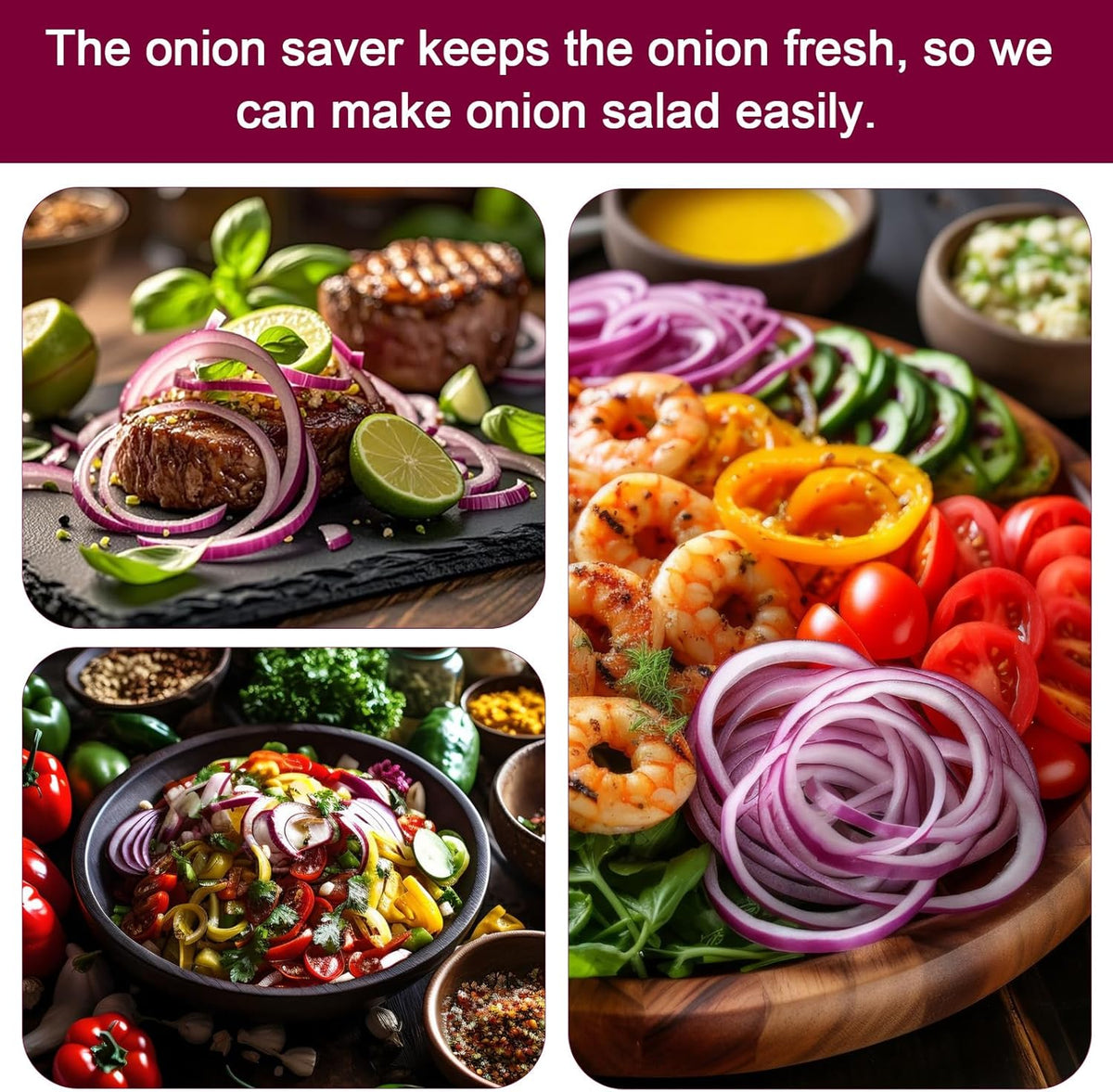 Onion Storage Container for Fridge, Reusable Onion & Tomato Keeper with Lid - Vegetable Holder for Refrigerator, Produce Saver Box for Freshness, 4.33 x 4.33 x 4.02 Inches