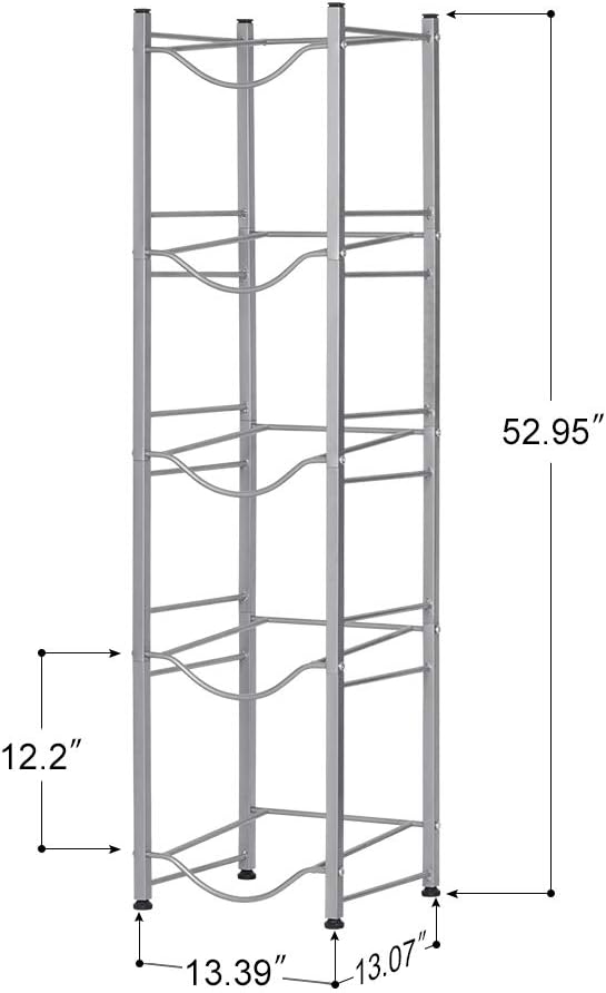 5 Gallon Water Jug Holder, 5 Tiers Silver Heavy Duty Water Rack