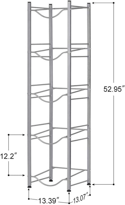 5 Gallon Water Jug Holder, 5 Tiers Silver Heavy Duty Water Rack