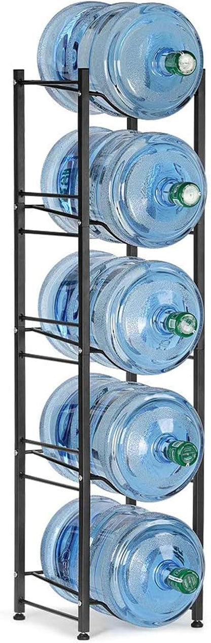5 Gallon Water Jug Holder, 5 Tiers Silver Heavy Duty Water Rack