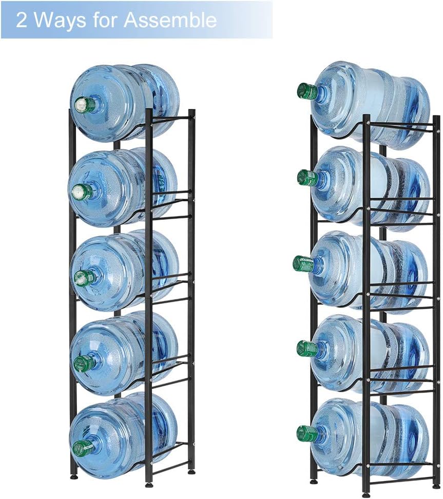 5 Gallon Water Jug Holder, 5 Tiers Silver Heavy Duty Water Rack