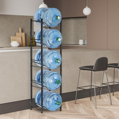 5 Gallon Water Jug Holder, 5 Tiers Silver Heavy Duty Water Rack