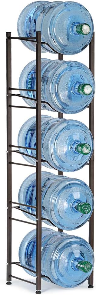 5 Gallon Water Jug Holder, 5 Tiers Silver Heavy Duty Water Rack