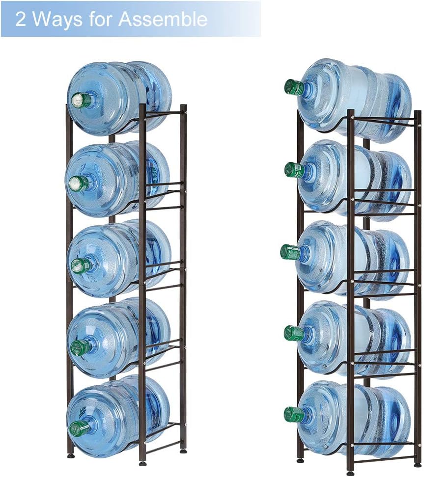 5 Gallon Water Jug Holder, 5 Tiers Silver Heavy Duty Water Rack