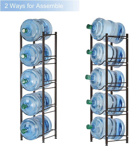 5 Gallon Water Jug Holder, 5 Tiers Silver Heavy Duty Water Rack