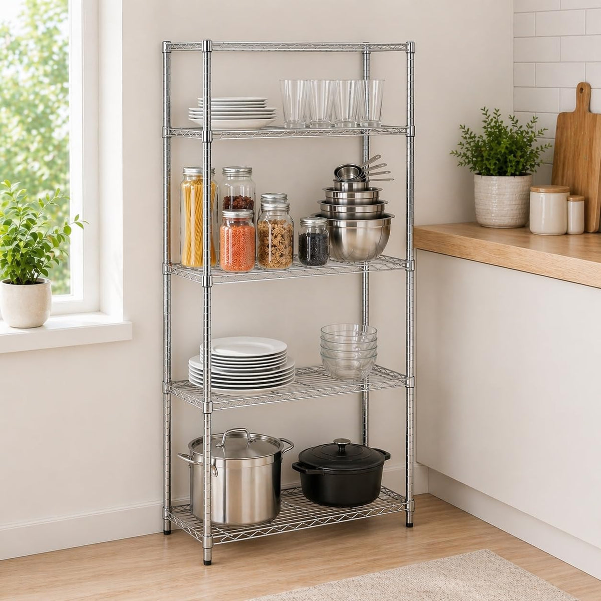 5-Tier Heavy Duty Adjustable Shelving Unit, 200-lb Per Shelf NSF Certified Metal Storage Rack, Chrome Wire Shelf for Garage Kitchen Pantry, 36 x 14 x 72 in