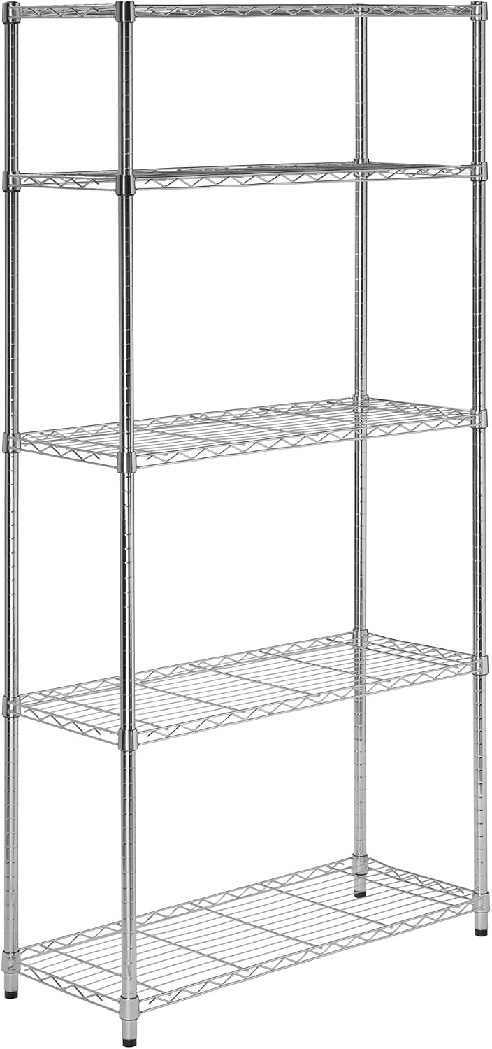 5-Tier Heavy Duty Adjustable Shelving Unit, 200-lb Per Shelf NSF Certified Metal Storage Rack, Chrome Wire Shelf for Garage Kitchen Pantry, 36 x 14 x 72 in