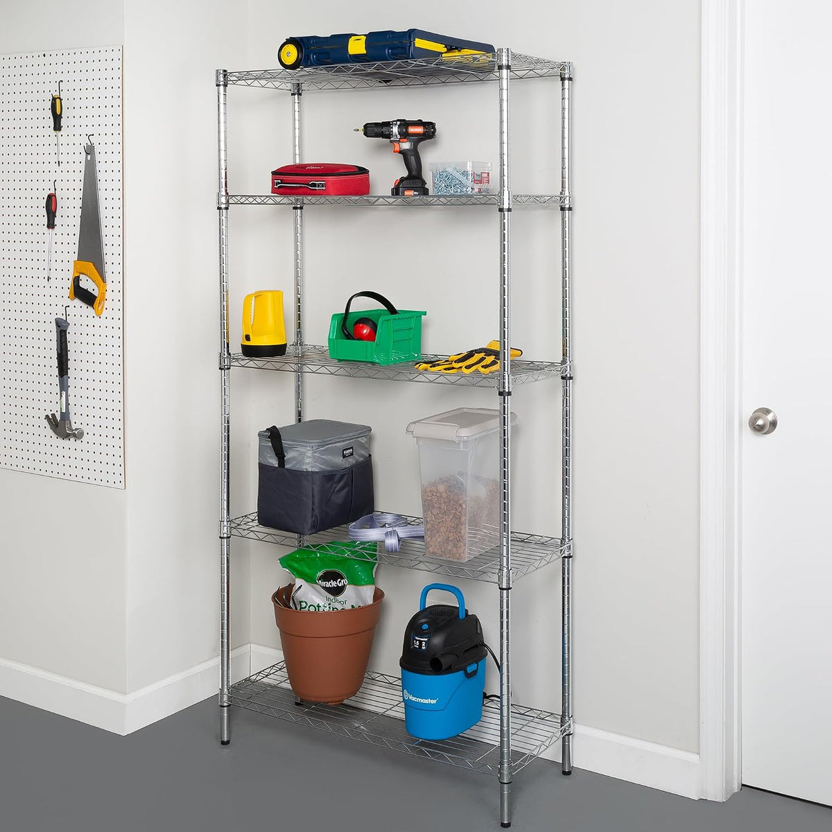 5-Tier Heavy Duty Adjustable Shelving Unit, 200-lb Per Shelf NSF Certified Metal Storage Rack, Chrome Wire Shelf for Garage Kitchen Pantry, 36 x 14 x 72 in