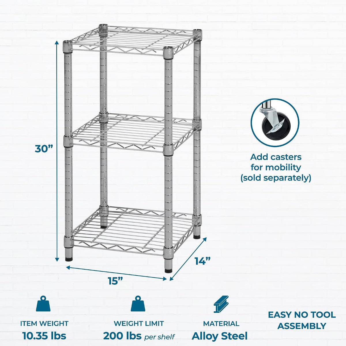 5-Tier Heavy Duty Adjustable Shelving Unit, 200-lb Per Shelf NSF Certified Metal Storage Rack, Chrome Wire Shelf for Garage Kitchen Pantry, 36 x 14 x 72 in