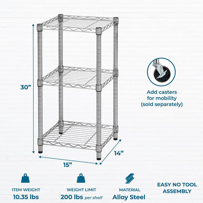 5-Tier Heavy Duty Adjustable Shelving Unit, 200-lb Per Shelf NSF Certified Metal Storage Rack, Chrome Wire Shelf for Garage Kitchen Pantry, 36 x 14 x 72 in
