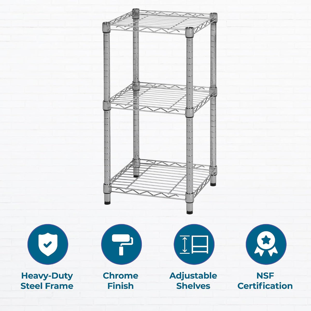 5-Tier Heavy Duty Adjustable Shelving Unit, 200-lb Per Shelf NSF Certified Metal Storage Rack, Chrome Wire Shelf for Garage Kitchen Pantry, 36 x 14 x 72 in