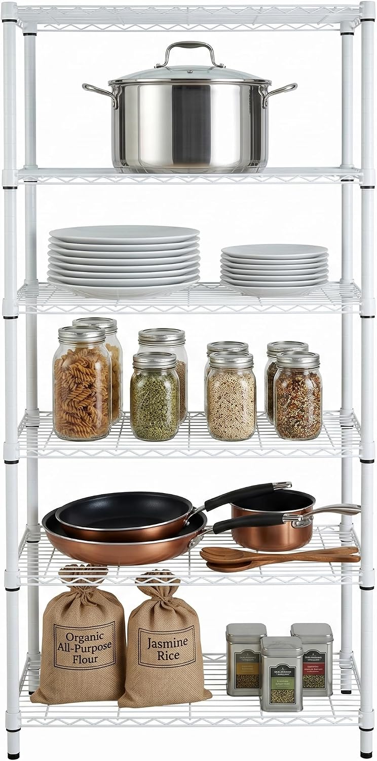 5-Tier Heavy Duty Adjustable Shelving Unit, 200-lb Per Shelf NSF Certified Metal Storage Rack, Chrome Wire Shelf for Garage Kitchen Pantry, 36 x 14 x 72 in