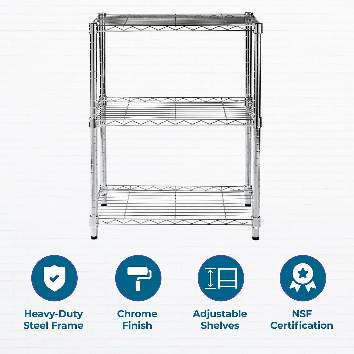 5-Tier Heavy Duty Adjustable Shelving Unit, 200-lb Per Shelf NSF Certified Metal Storage Rack, Chrome Wire Shelf for Garage Kitchen Pantry, 36 x 14 x 72 in