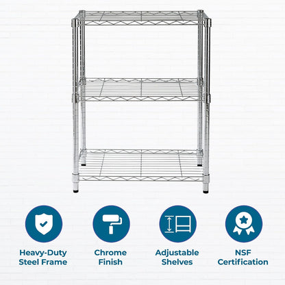 5-Tier Heavy Duty Adjustable Shelving Unit, 200-lb Per Shelf NSF Certified Metal Storage Rack, Chrome Wire Shelf for Garage Kitchen Pantry, 36 x 14 x 72 in