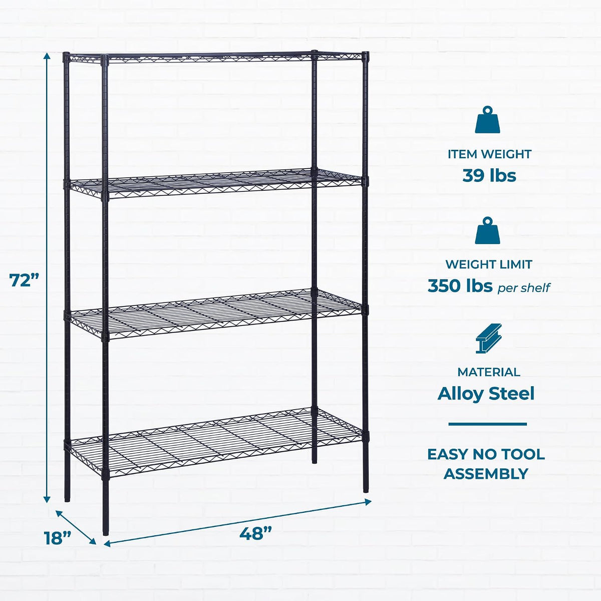 5-Tier Heavy Duty Adjustable Shelving Unit, 200-lb Per Shelf NSF Certified Metal Storage Rack, Chrome Wire Shelf for Garage Kitchen Pantry, 36 x 14 x 72 in