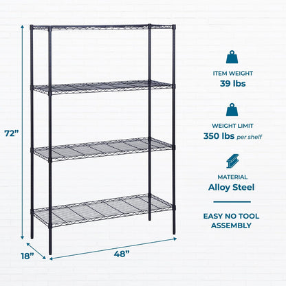 5-Tier Heavy Duty Adjustable Shelving Unit, 200-lb Per Shelf NSF Certified Metal Storage Rack, Chrome Wire Shelf for Garage Kitchen Pantry, 36 x 14 x 72 in